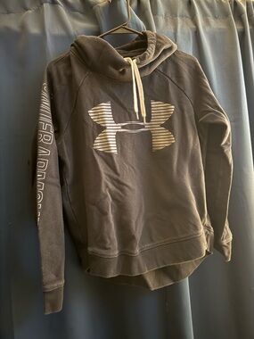 Under Armour Navy Pullover Hoodie with White Drawstring